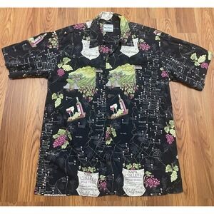 Napa Valley Shirt Mens Large David Carey Wine Trail Map Hawaiian Woven